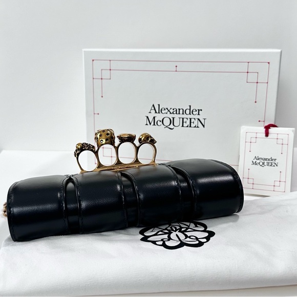 NWT Alexander McQueen The Slash Skull Jewel Clutch Bag - Black - Picture 4 of 12